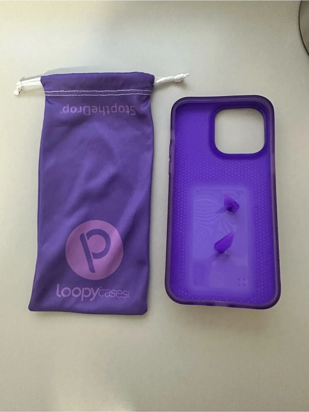 Loopy Case Purple Silicone Phone Case with Loop Strap I phone 14 pro max